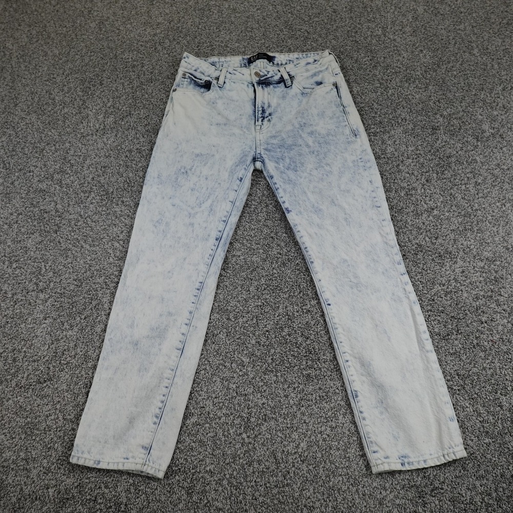Gap Jeans Womens 4 White Blue Denim Pants Acid Wash Slim Boyfriend Stretch‎ Flex